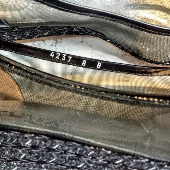 Prevata Black Embellished Mesh Italian Wedges 8B - Picture 8 of 8